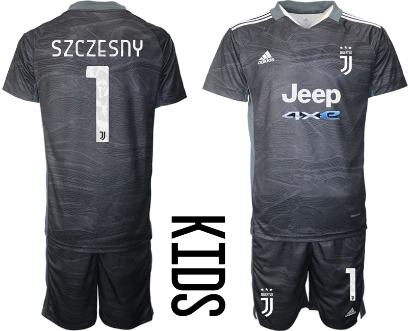 Cheap Youth 2021-2022 Club Juventus black goalkeeper 1 Soccer Jersey